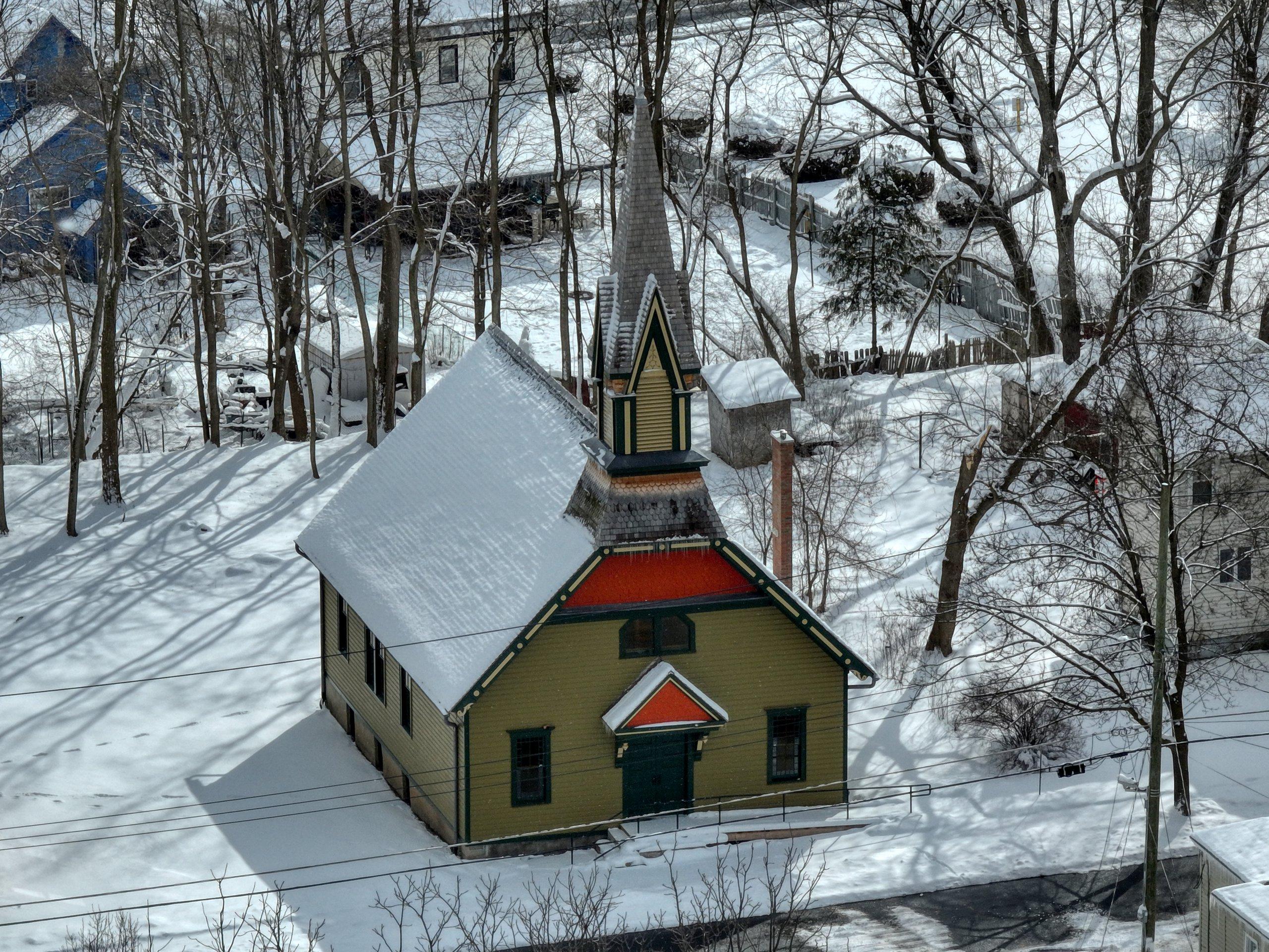 Harriet Tubman National Historical Park, AME Zion Church  in the winter, surround by snow